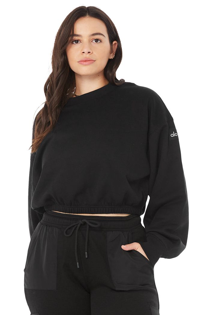 Pullover Alo Yoga Devotion Crew Neck Mujer Negros | 270934KUF