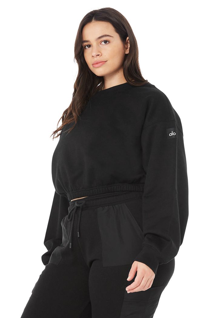 Pullover Alo Yoga Devotion Crew Neck Mujer Negros | 270934KUF