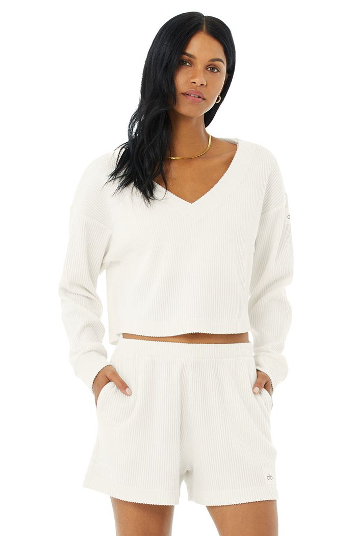 Pullover Alo Yoga Muse V-Neck Mujer Blancos | 789031THF