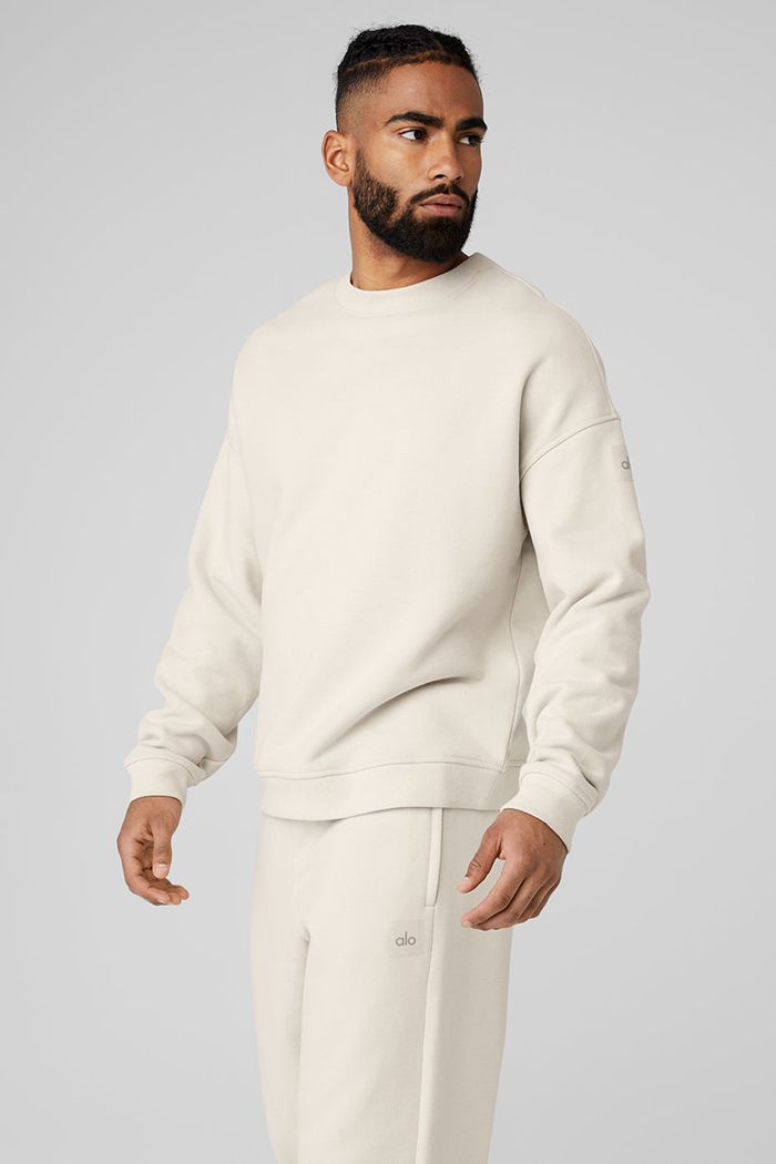 Pullover Alo Yoga Renown Crew Neck Hombre Beige | 481596YHO