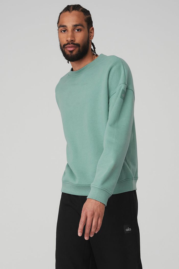 Pullover Alo Yoga Renown Crew Neck Hombre Azules | 935781PLH