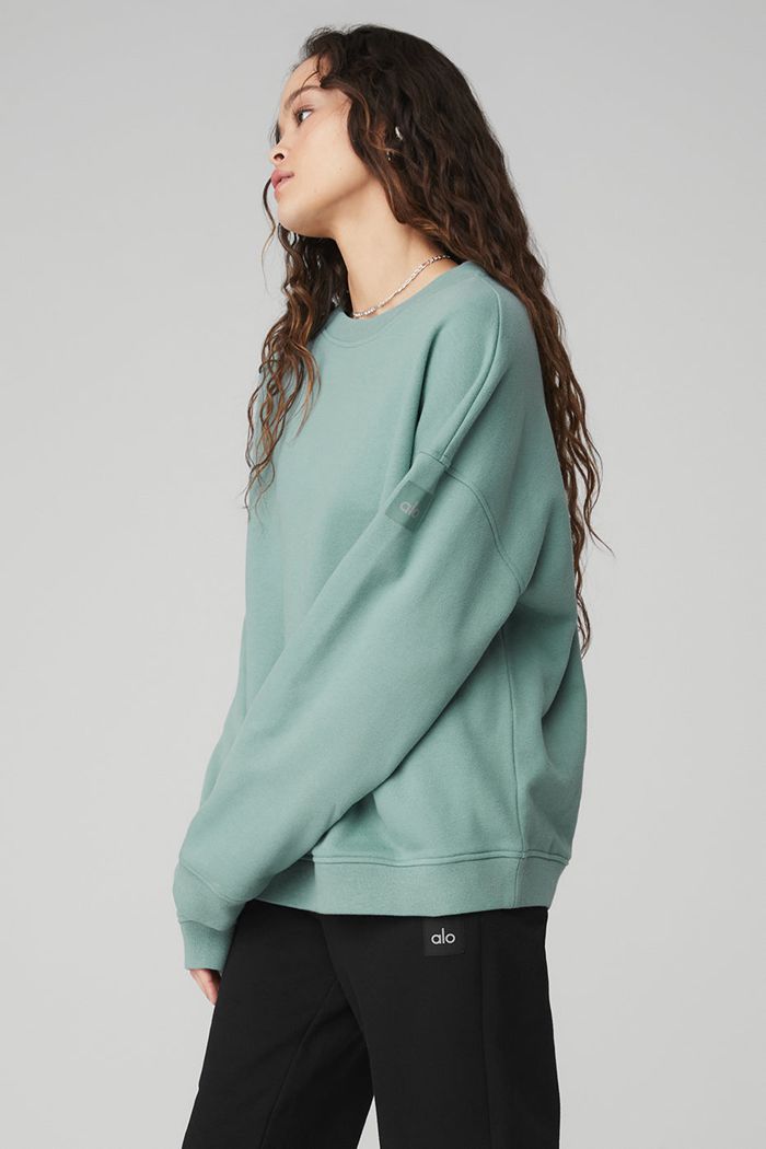 Pullover Alo Yoga Renown Crew Neck Mujer Azules | 085271RUZ