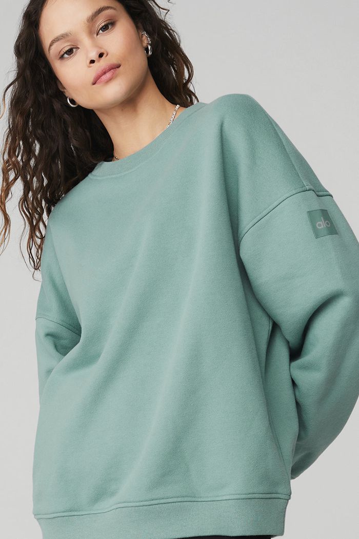 Pullover Alo Yoga Renown Crew Neck Mujer Azules | 085271RUZ