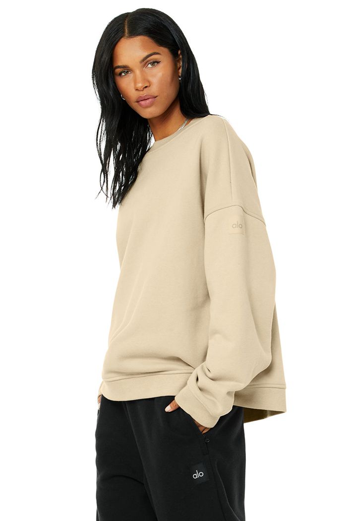 Pullover Alo Yoga Renown Crew Neck Mujer Marrom | 293051RJT