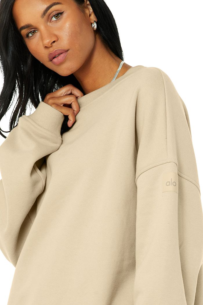 Pullover Alo Yoga Renown Crew Neck Mujer Marrom | 293051RJT