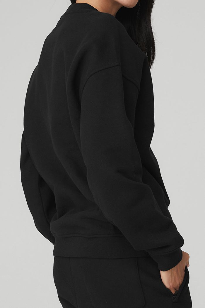 Pullover Alo Yoga Renown Crew Neck Mujer Negros | 652108NJW