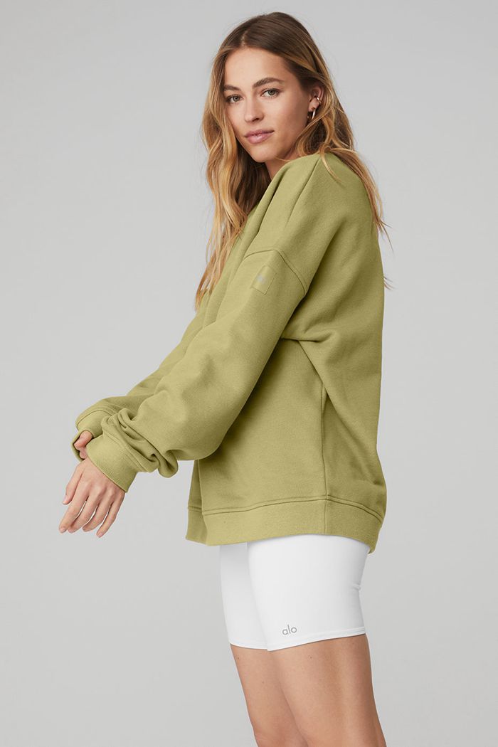 Pullover Alo Yoga Renown Crew Neck Mujer Verdes | 785943HFY