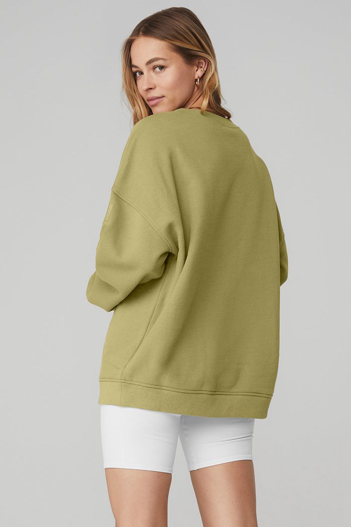 Pullover Alo Yoga Renown Crew Neck Mujer Verdes | 785943HFY