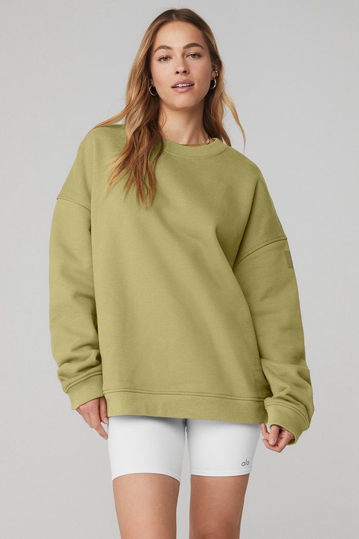 Pullover Alo Yoga Renown Crew Neck Mujer Verdes | 785943HFY