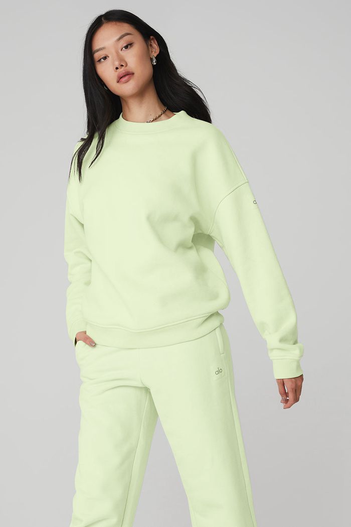 Pullover Alo Yoga Renown Crew Neck Mujer Verdes | 864320BSO