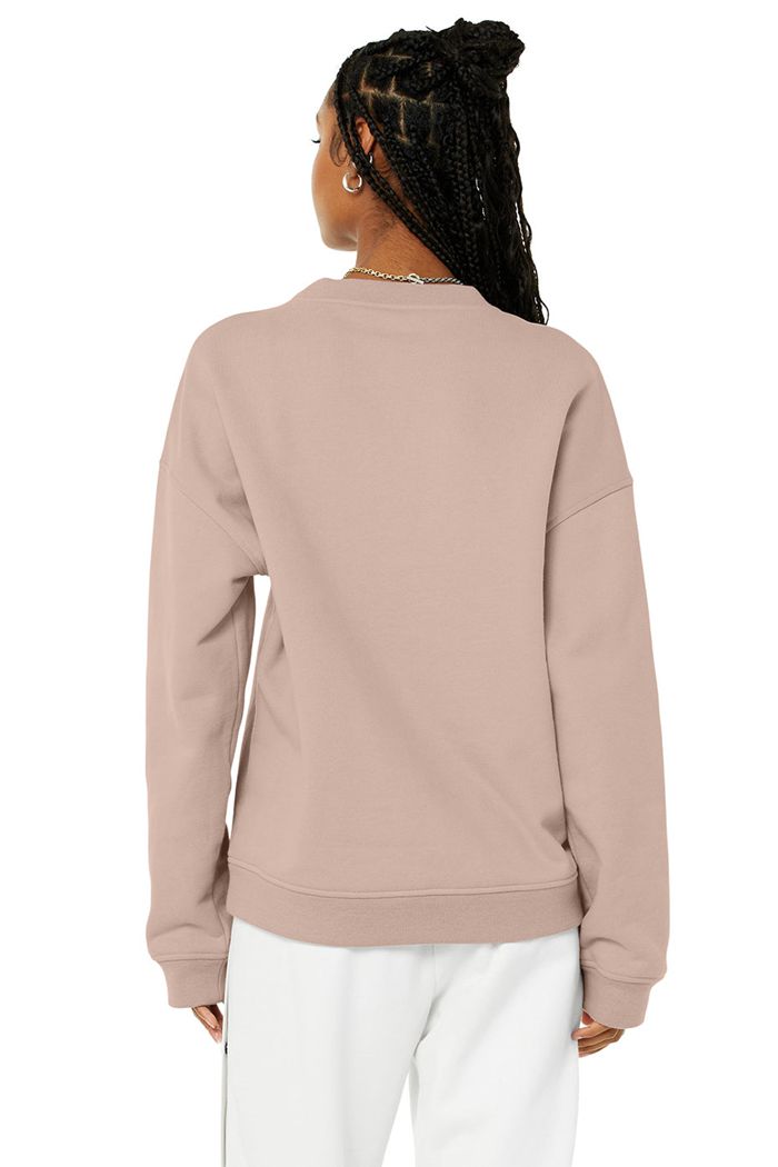 Pullover Alo Yoga Renown Heavy Weight Emblem Crew Neck Mujer Rosas | 175069HWO