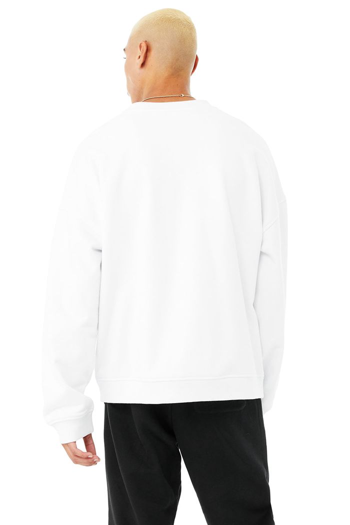 Pullover Alo Yoga Renown Heavy Weight Emblem Crew Neck Hombre Blancos | 816925QYU