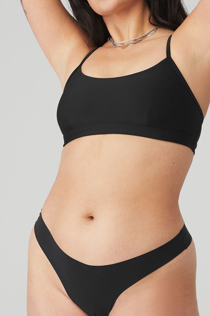 Ropa Interior Alo Yoga Airbrush Invisible Tanga Mujer Negros | 352796KLG