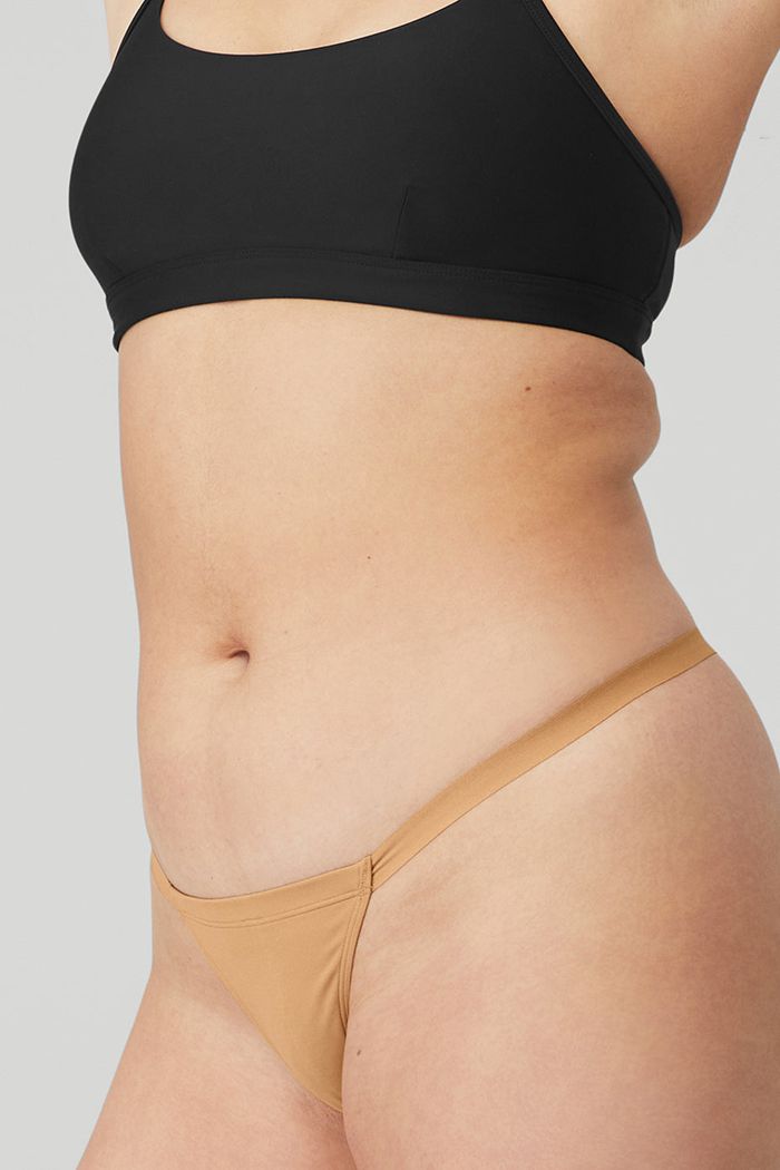 Ropa Interior Alo Yoga Airbrush Invisible String Tanga Mujer Marrom | 536814HWE