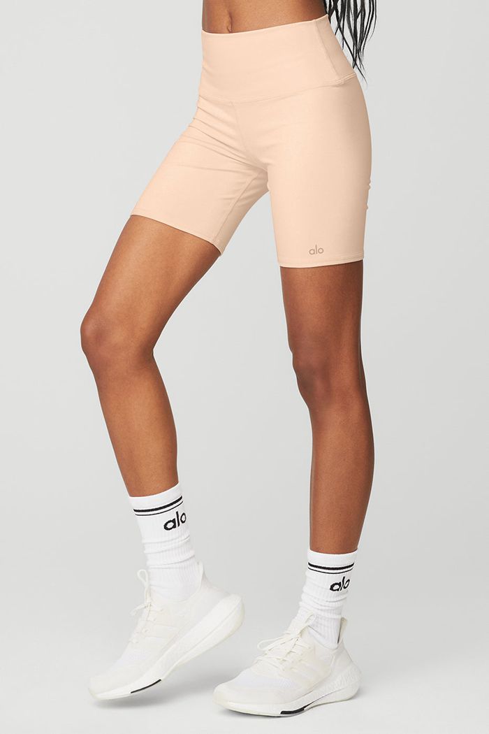 Short Alo Yoga High-Cintura Ciclismo Mujer Beige | 816732XUR