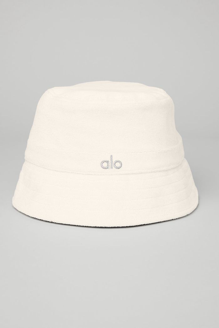 Sombreros Alo Yoga Terry Beachside Bucket Mujer Blancos | 126549ZJD