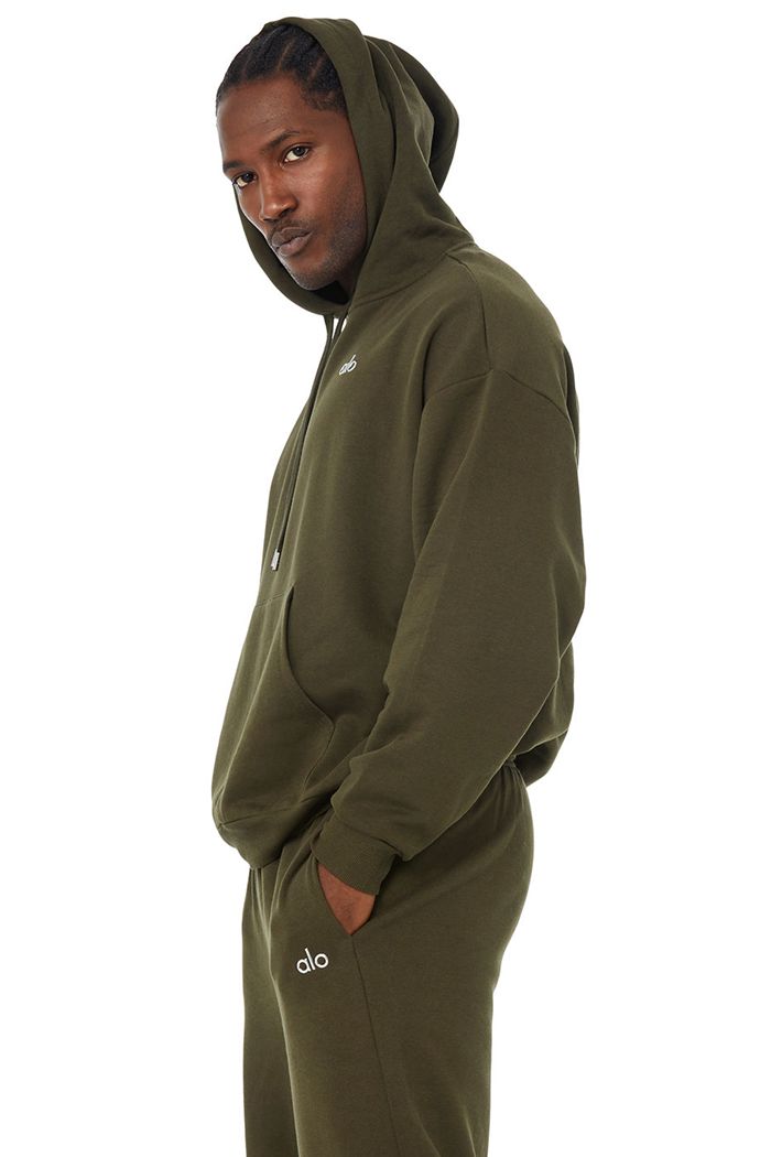 Sudadera Con Capucha Alo Yoga Accolade Hombre Verde Oliva Oscuro | 579036LMI