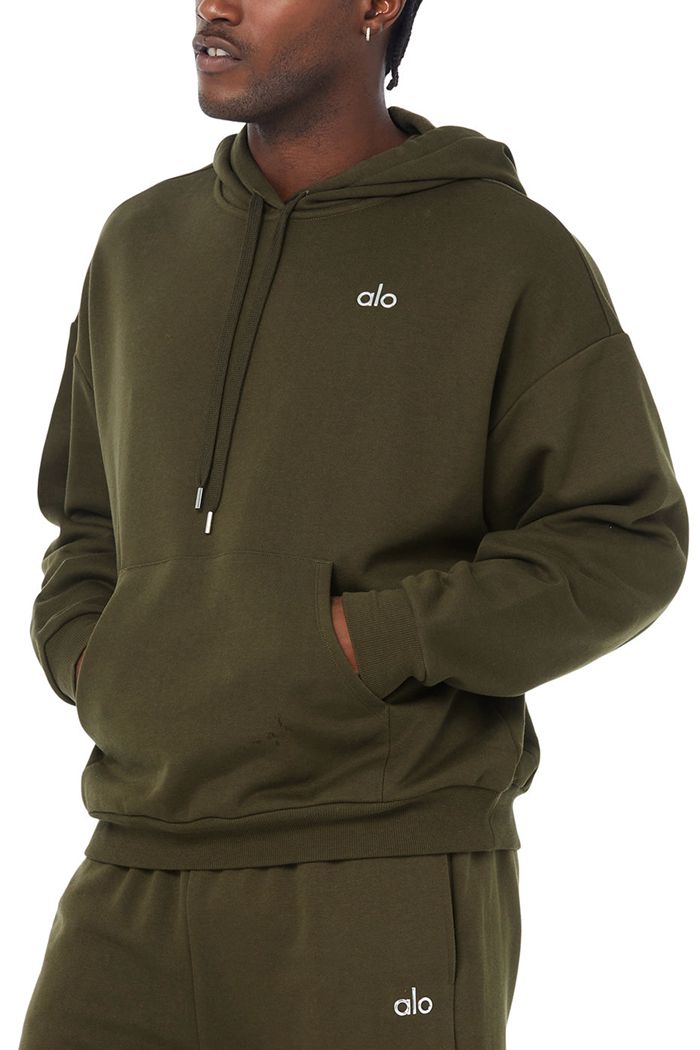 Sudadera Con Capucha Alo Yoga Accolade Hombre Verde Oliva Oscuro | 579036LMI