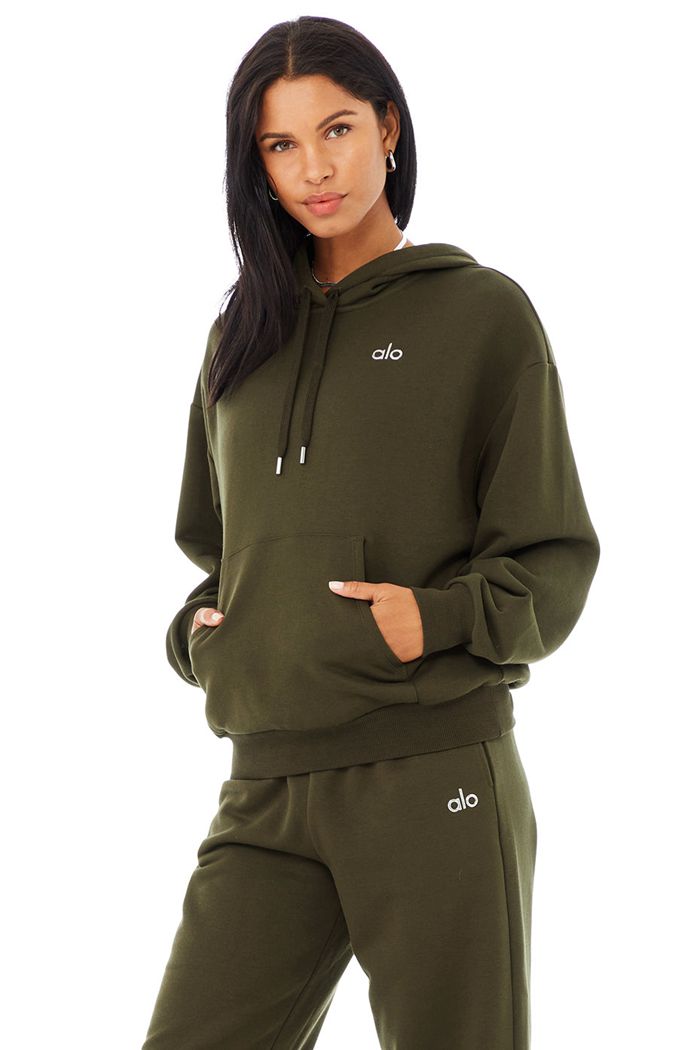 Sudadera Con Capucha Alo Yoga Accolade Mujer Verde Oliva Oscuro | 063281PIL