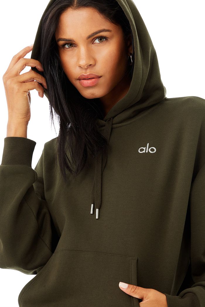 Sudadera Con Capucha Alo Yoga Accolade Mujer Verde Oliva Oscuro | 063281PIL