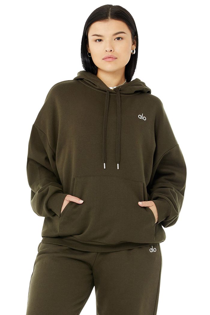 Sudadera Con Capucha Alo Yoga Accolade Mujer Verde Oliva Oscuro | 063281PIL