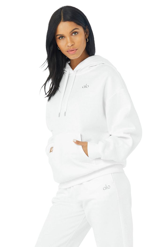 Sudadera Con Capucha Alo Yoga Accolade Mujer Blancos | 318296YSU