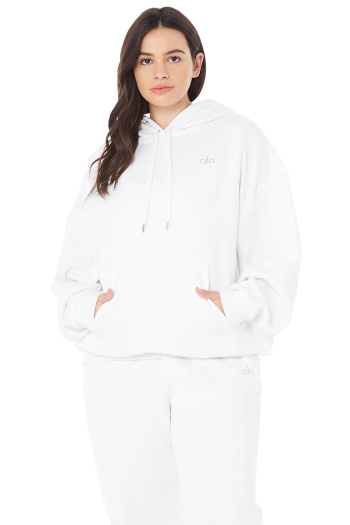 Sudadera Con Capucha Alo Yoga Accolade Mujer Blancos | 318296YSU