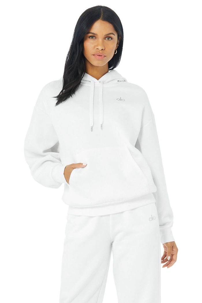 Sudadera Con Capucha Alo Yoga Accolade Mujer Blancos | 318296YSU