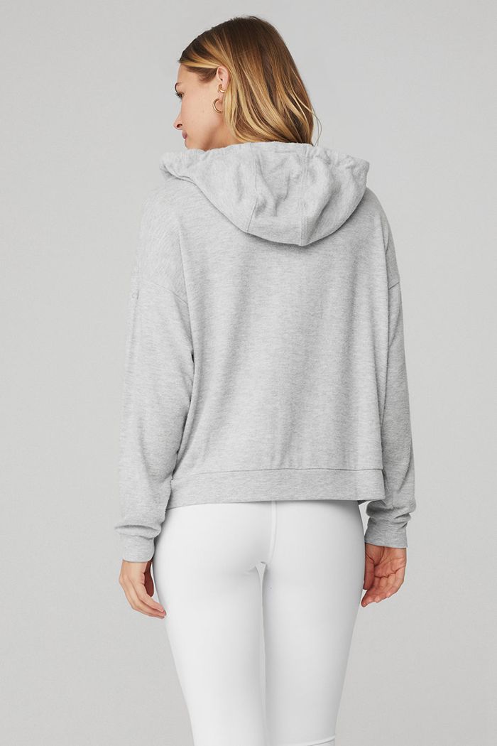 Sudadera Con Capucha Alo Yoga Alolux Soho Full Zip Mujer Grises | 105782UFE