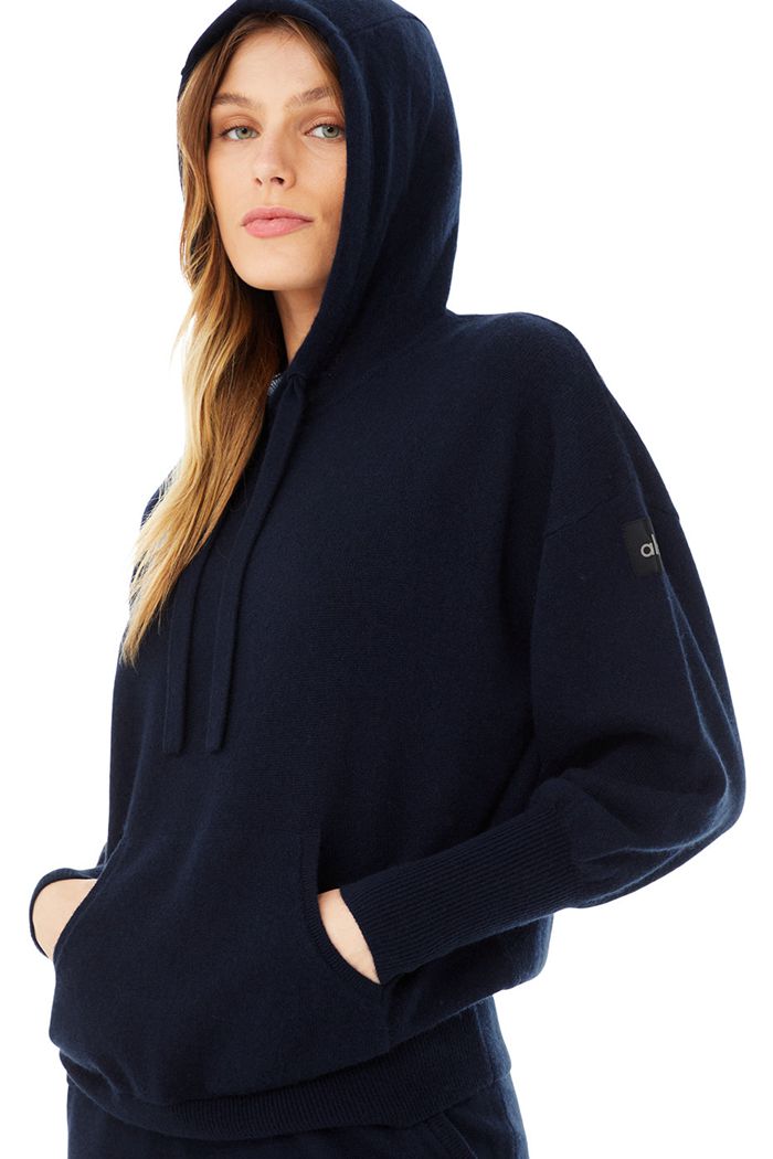 Sudadera Con Capucha Alo Yoga Cashmere Jet Set Mujer Azul Marino | 239650QJV