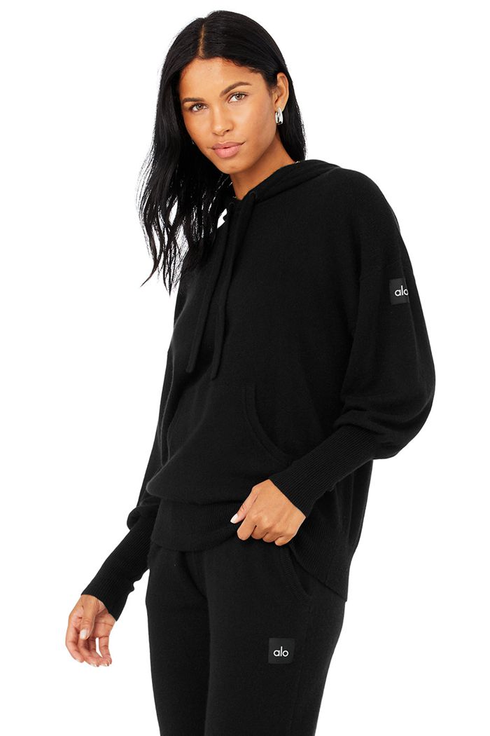 Sudadera Con Capucha Alo Yoga Cashmere Jet Set Mujer Negros | 681243YNH