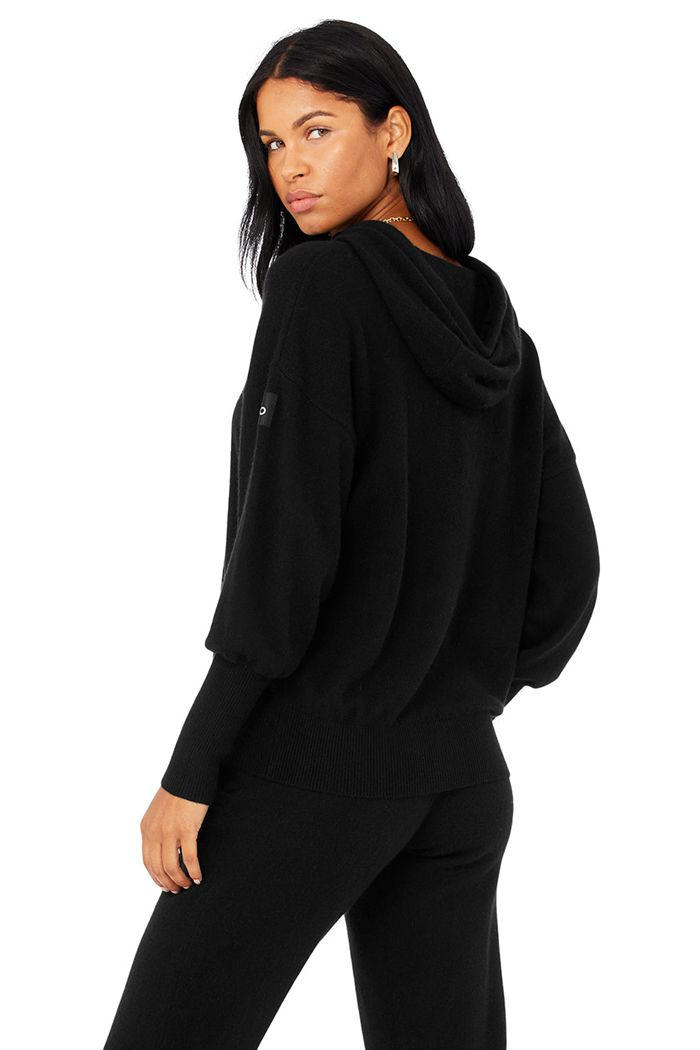 Sudadera Con Capucha Alo Yoga Cashmere Jet Set Mujer Negros | 681243YNH