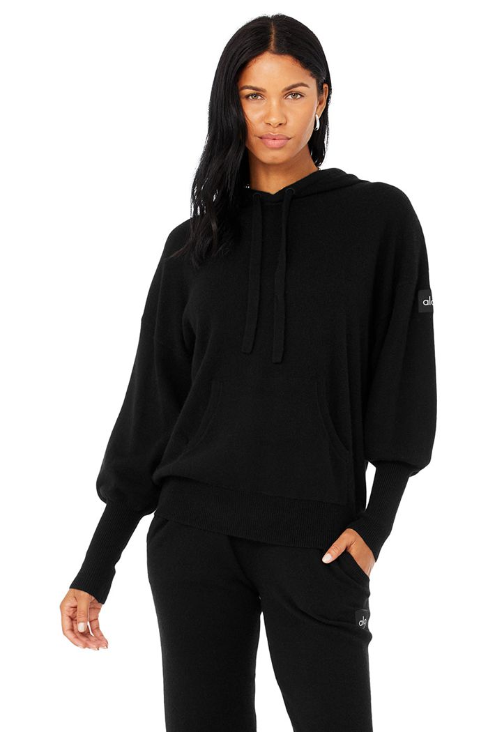 Sudadera Con Capucha Alo Yoga Cashmere Jet Set Mujer Negros | 681243YNH