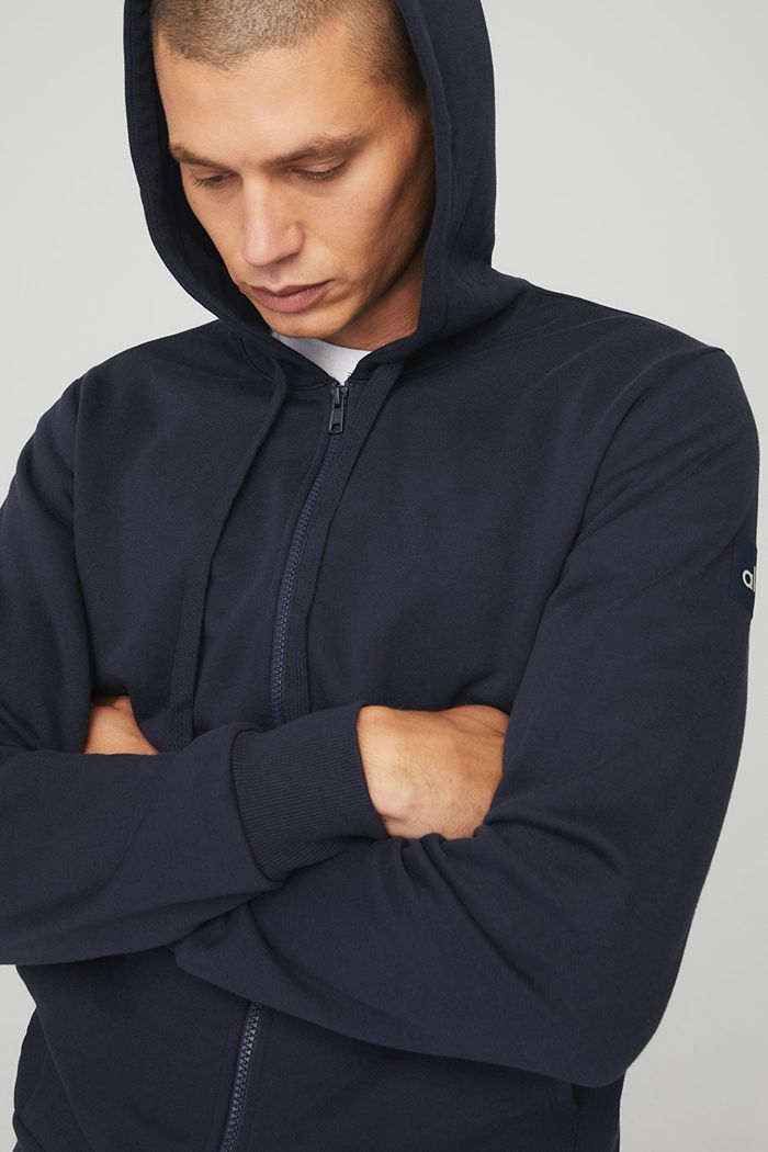 Sudadera Con Capucha Alo Yoga Everyday Full Zip Hombre Negros | 072485XAL