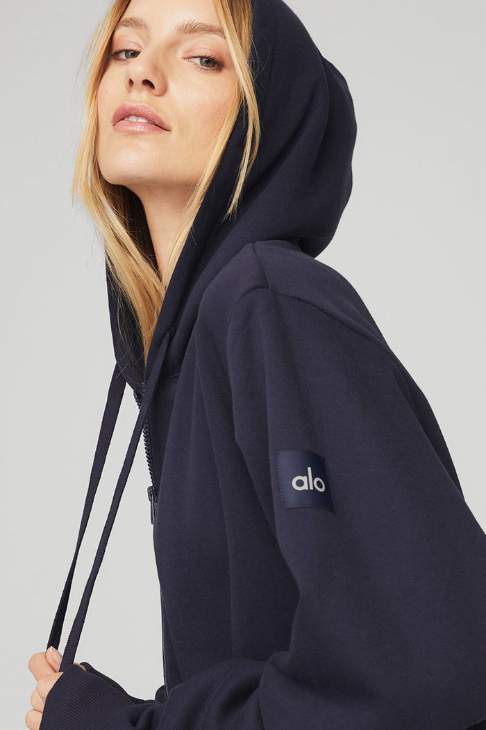 Sudadera Con Capucha Alo Yoga Everyday Full Zip Mujer Negros | 210467XIE