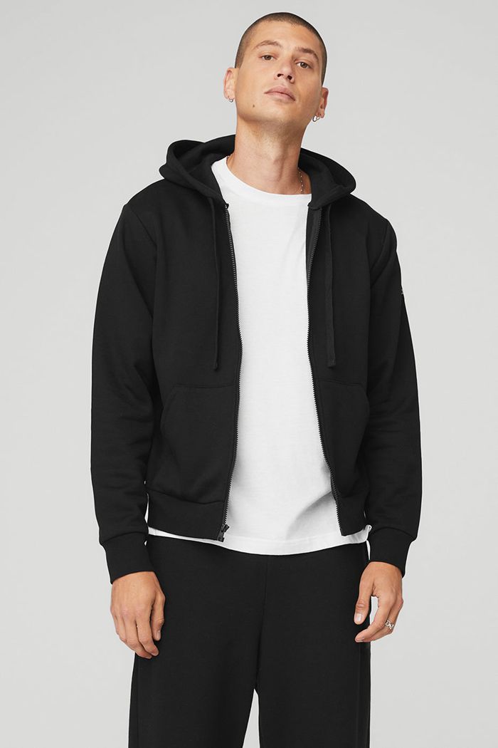 Sudadera Con Capucha Alo Yoga Everyday Full Zip Hombre Negros | 712540ZTR