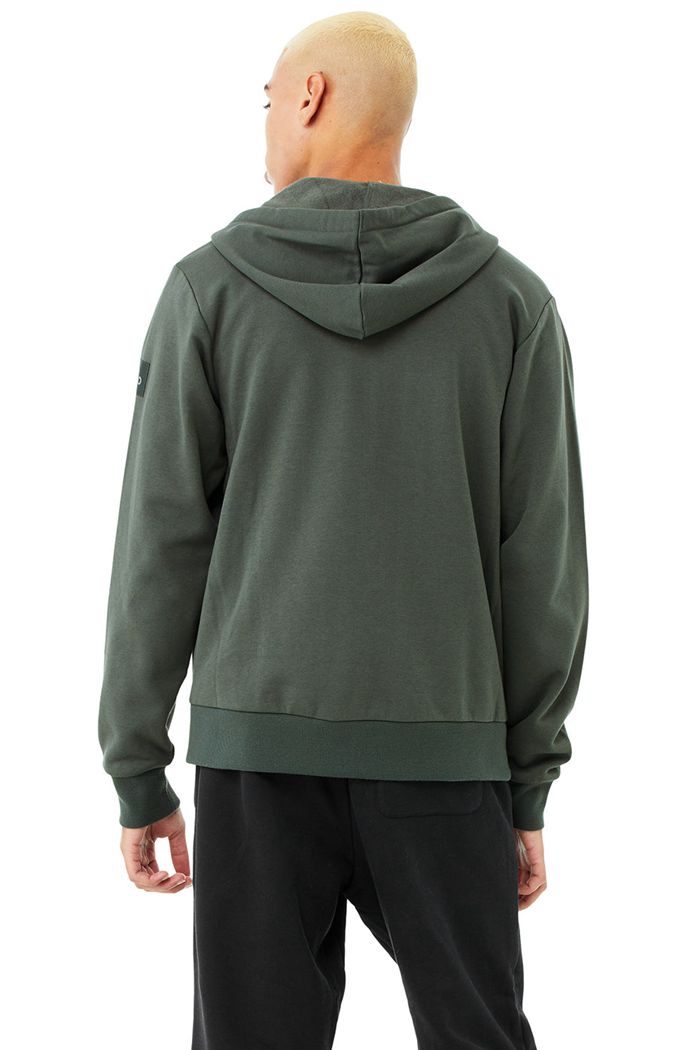 Sudadera Con Capucha Alo Yoga Everyday Full Zip Hombre Verdes Oscuro | 926487OVG