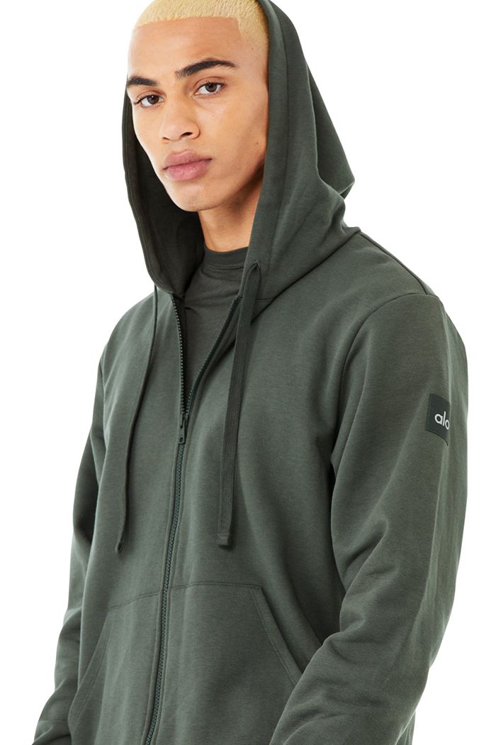 Sudadera Con Capucha Alo Yoga Everyday Full Zip Hombre Verdes Oscuro | 926487OVG