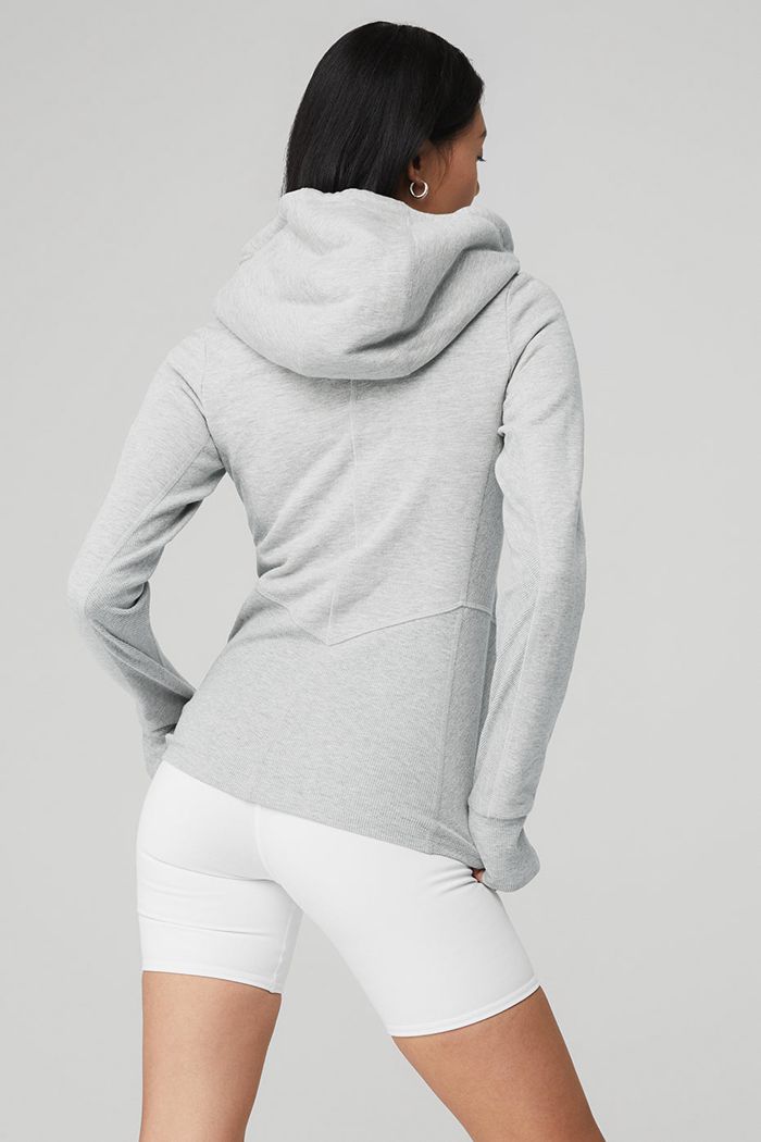 Sudadera Con Capucha Alo Yoga Foundation Zip Mujer Grises | 419658OQX