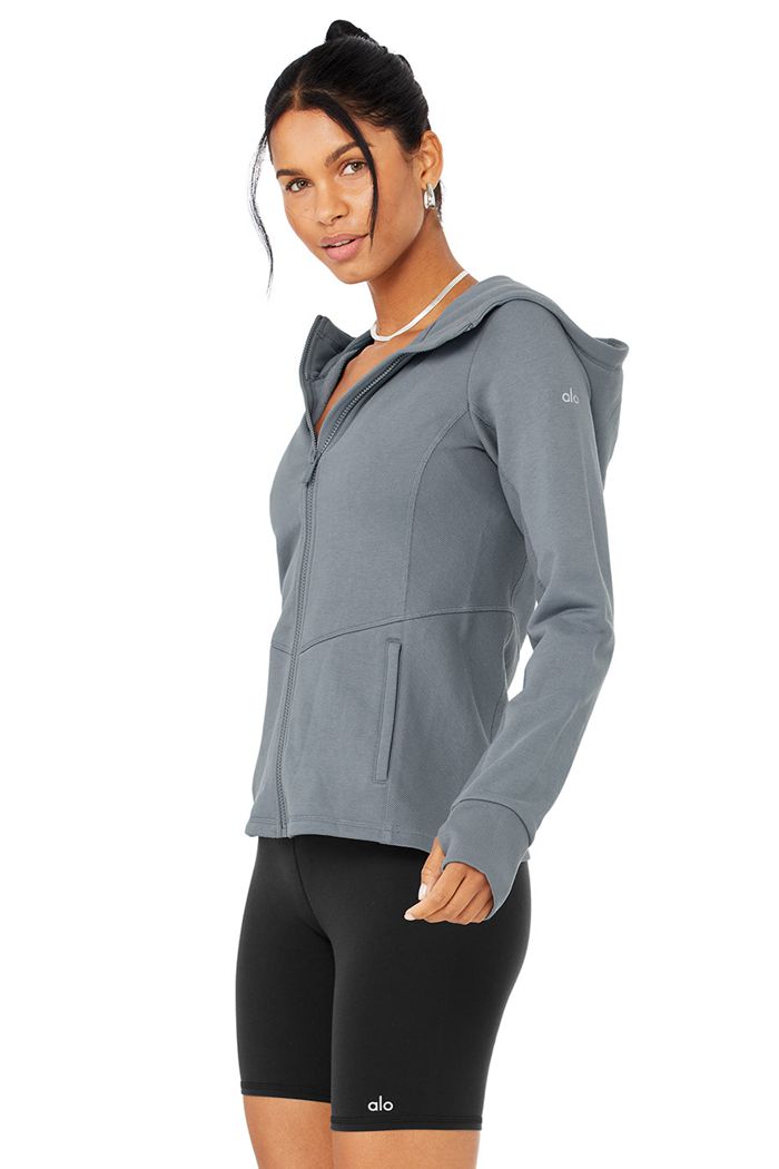 Sudadera Con Capucha Alo Yoga Foundation Zip Mujer Grises | 478529TMZ