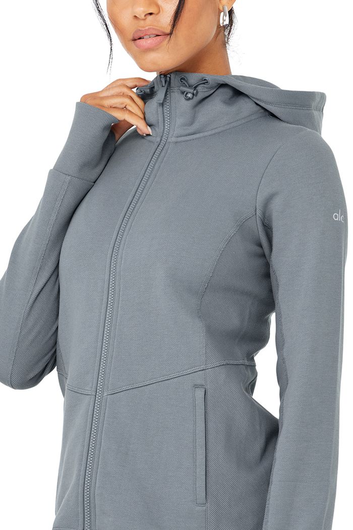 Sudadera Con Capucha Alo Yoga Foundation Zip Mujer Grises | 478529TMZ