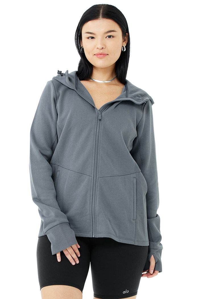 Sudadera Con Capucha Alo Yoga Foundation Zip Mujer Grises | 478529TMZ