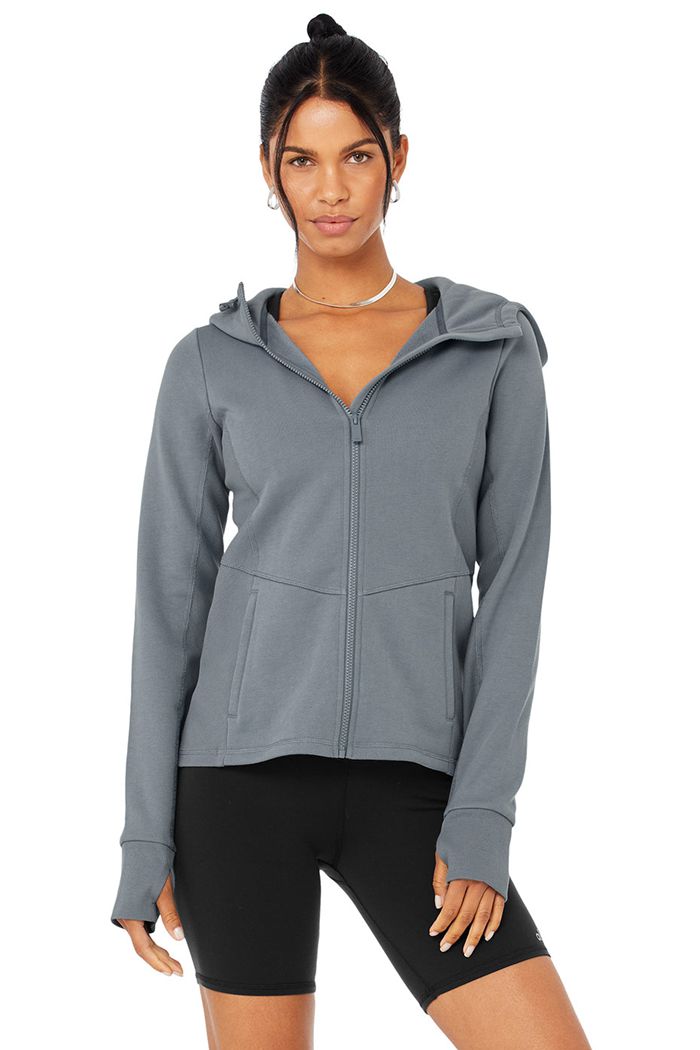 Sudadera Con Capucha Alo Yoga Foundation Zip Mujer Grises | 478529TMZ