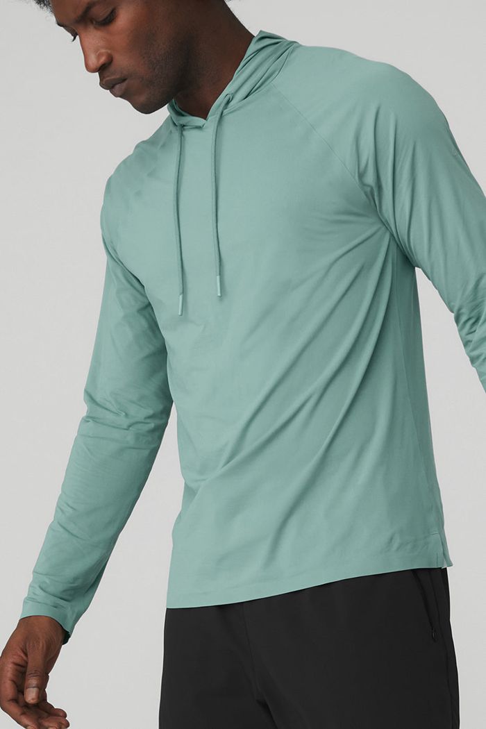 Sudadera Con Capucha Alo Yoga Idol Encapuchado Runner Hombre Azules | 072596ZBF