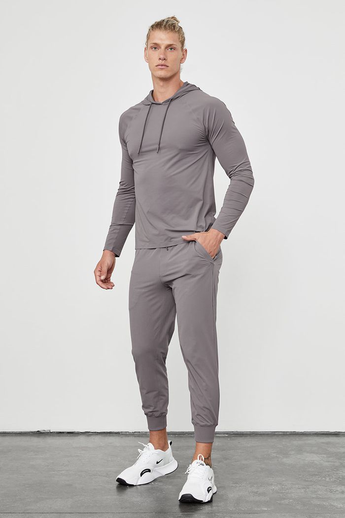 Sudadera Con Capucha Alo Yoga Idol Encapuchado Runner Hombre Morados | 269510DMH