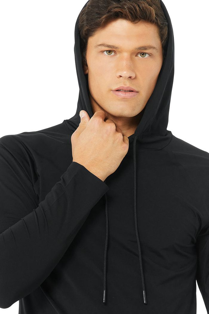 Sudadera Con Capucha Alo Yoga Idol Encapuchado Runner Hombre Negros | 629157PYR