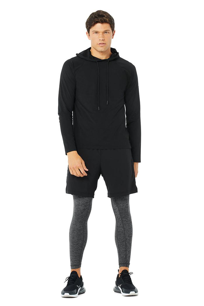 Sudadera Con Capucha Alo Yoga Idol Encapuchado Runner Hombre Negros | 629157PYR