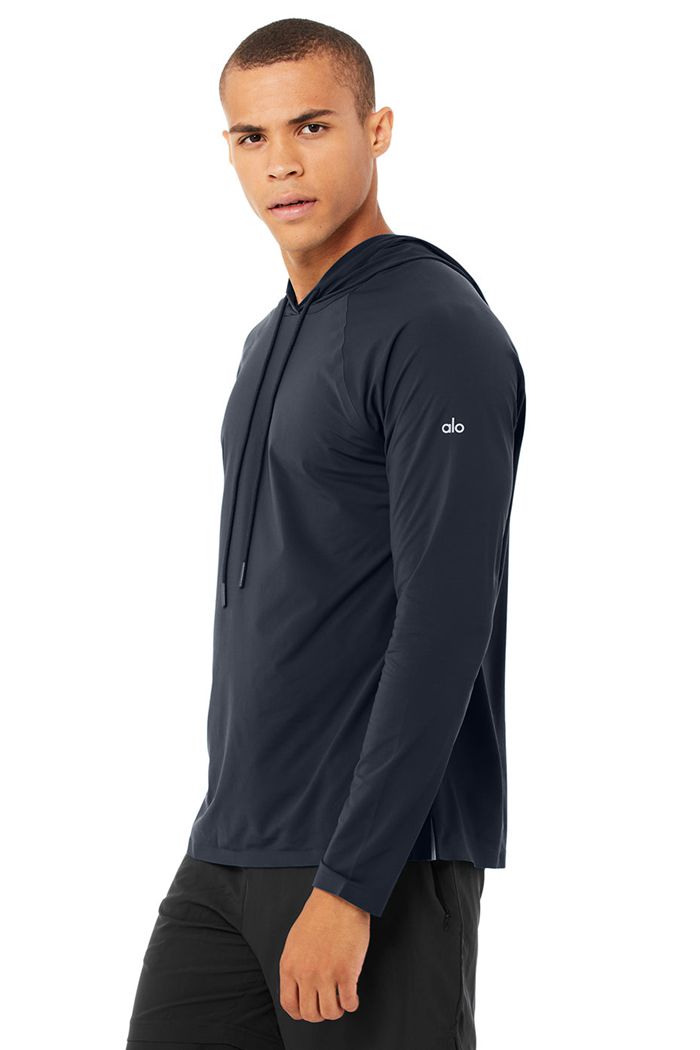 Sudadera Con Capucha Alo Yoga Idol Encapuchado Runner Hombre Azul Marino | 637284KYD