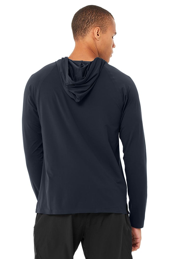 Sudadera Con Capucha Alo Yoga Idol Encapuchado Runner Hombre Azul Marino | 637284KYD