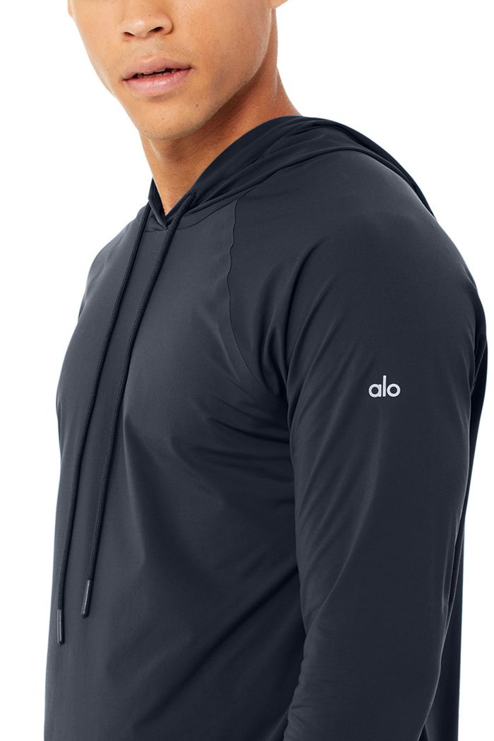 Sudadera Con Capucha Alo Yoga Idol Encapuchado Runner Hombre Azul Marino | 637284KYD